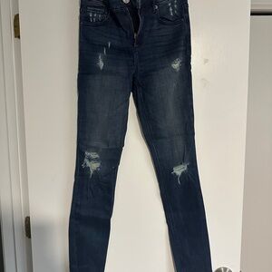 Express Distressed High Rise Legging Dark Wash